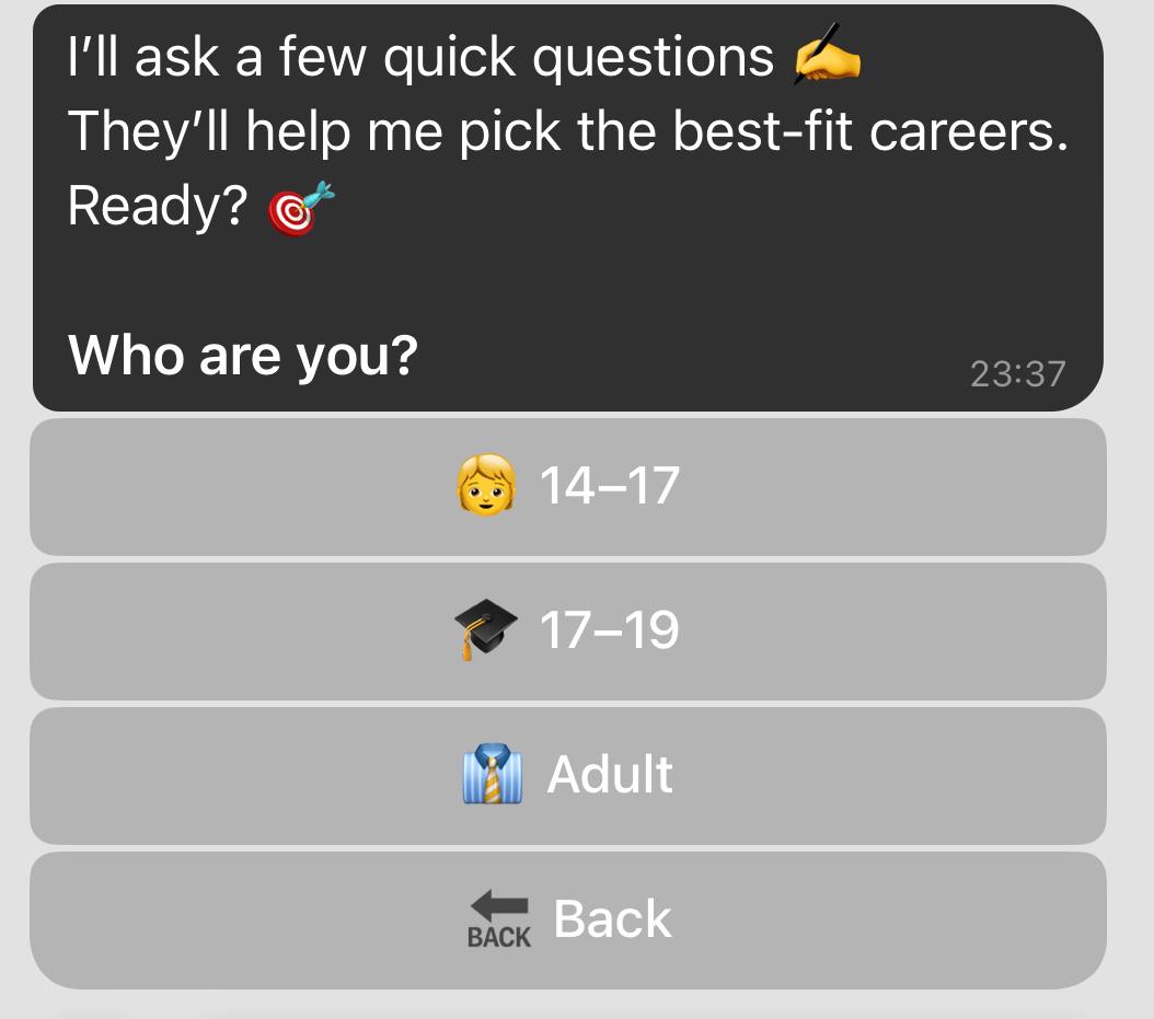 Quiz start age groups