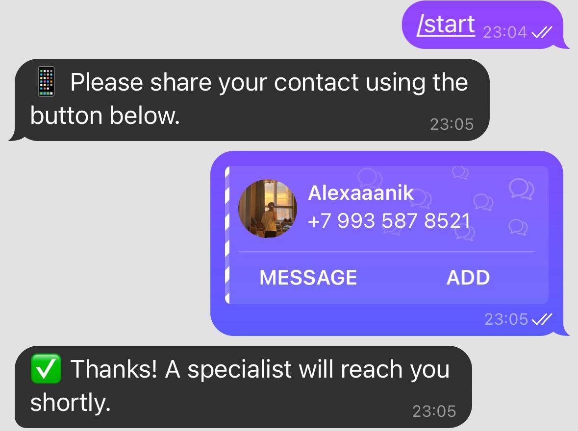 Share contact confirmation