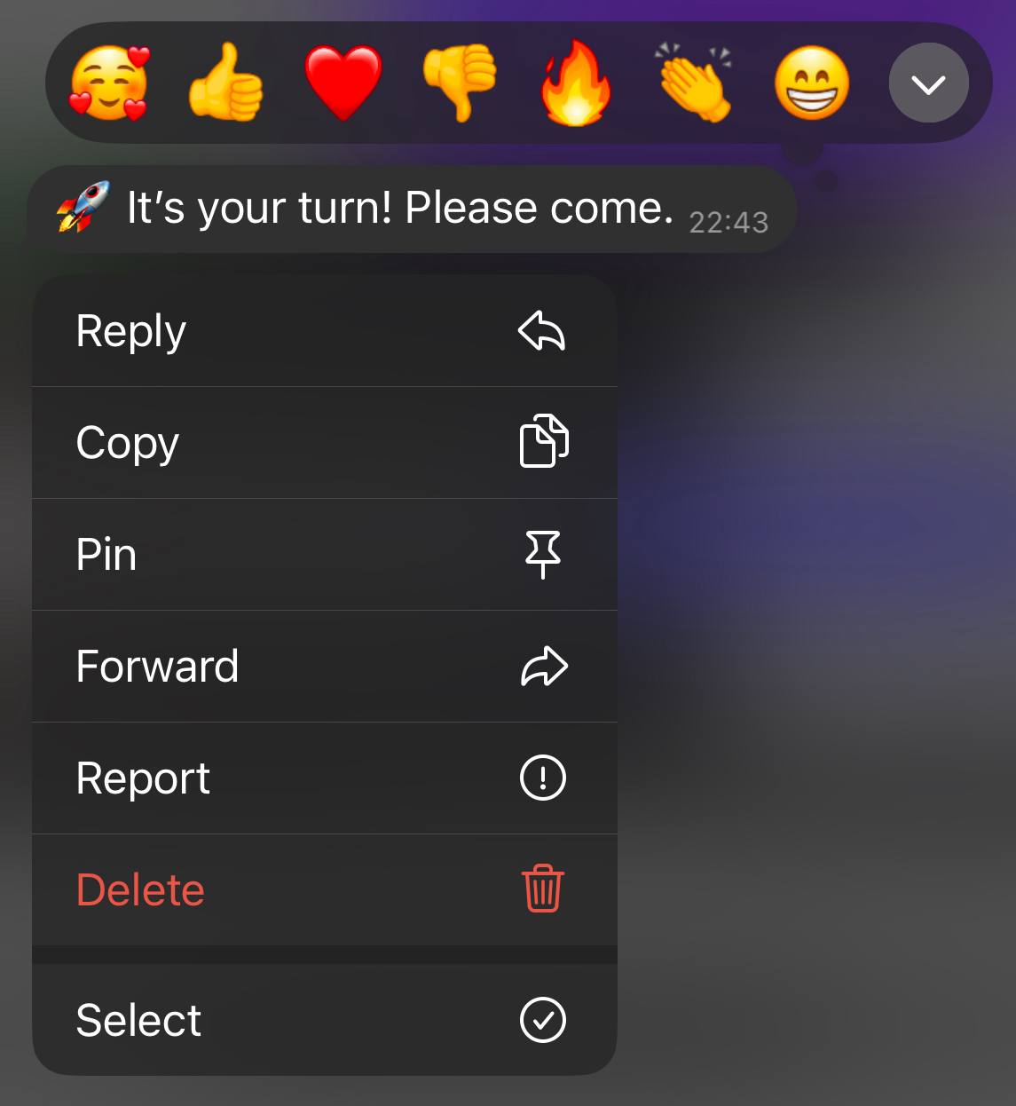 User notification: It's your turn
