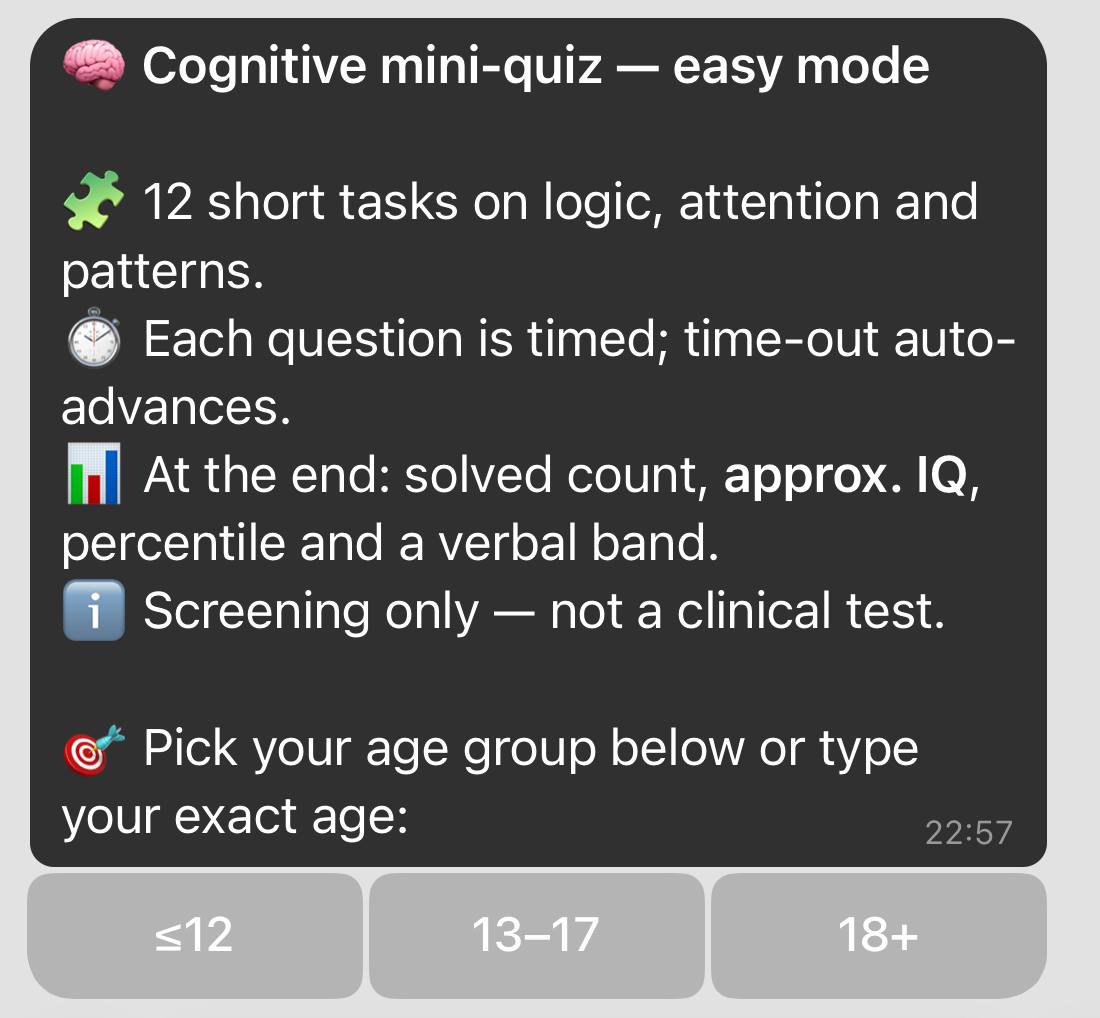 Quiz intro and age group