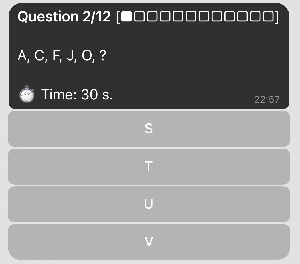 Question 2/12 sequence