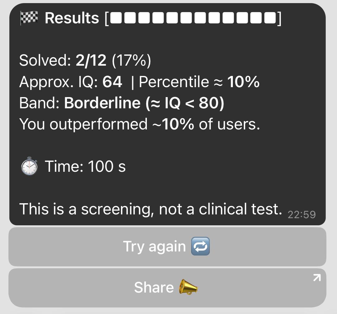 Results screen
